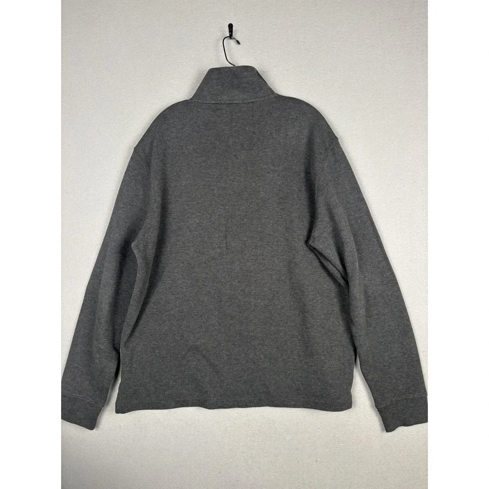Polo Ralph Lauren Sweater Mens Large Gray Cotton 1/4 Zip Mock Neck Knit Pullover
